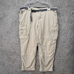 Duluth Trading Co Mens 3XL x 32 Tan Nylon Cargo Hiking Pants Webbing Belt Khaki